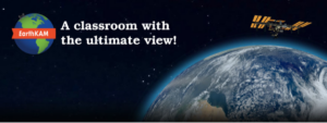 Image of earth with the text 'A classroom with the ultimate view!"